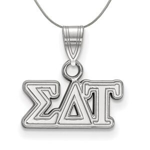 Sterling Silver Sigma Delta Tau Small Greek Necklace - 24 Inch